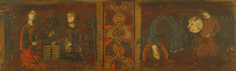 Deckenpaneel mit Szenen von Galanterie und Tanz